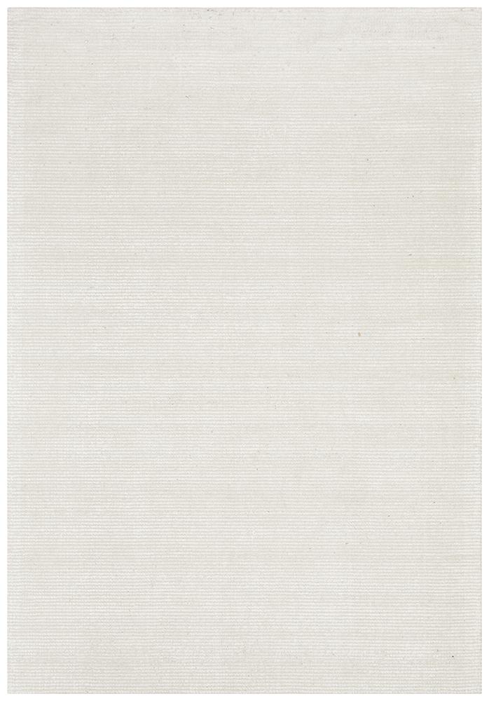 Luxurious Ivory Cotton - Rayon Blend Hand - Loomed Rug with Modern Design