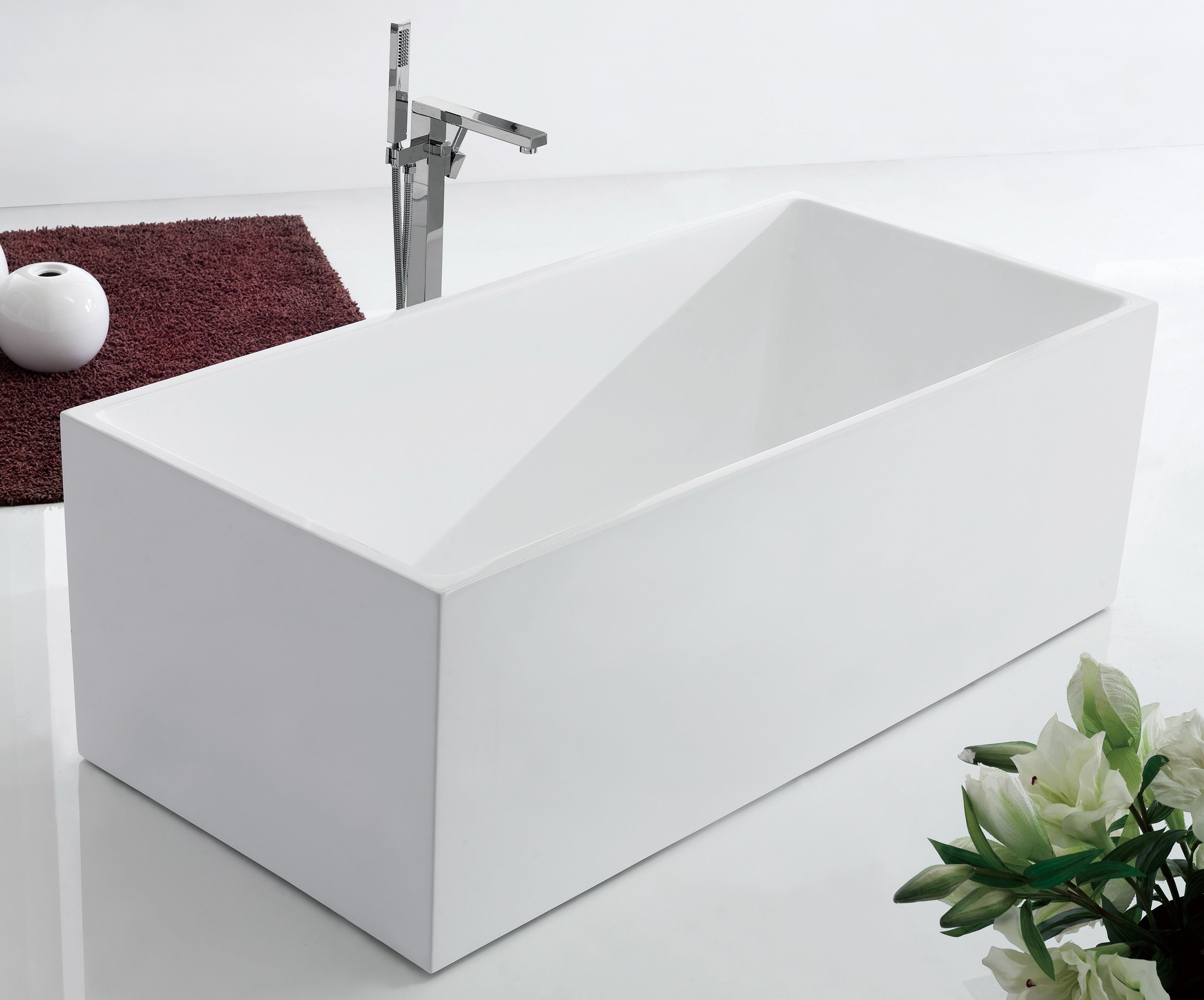High-Gloss White Square Sanitary Acrylic Lotus Bathtub