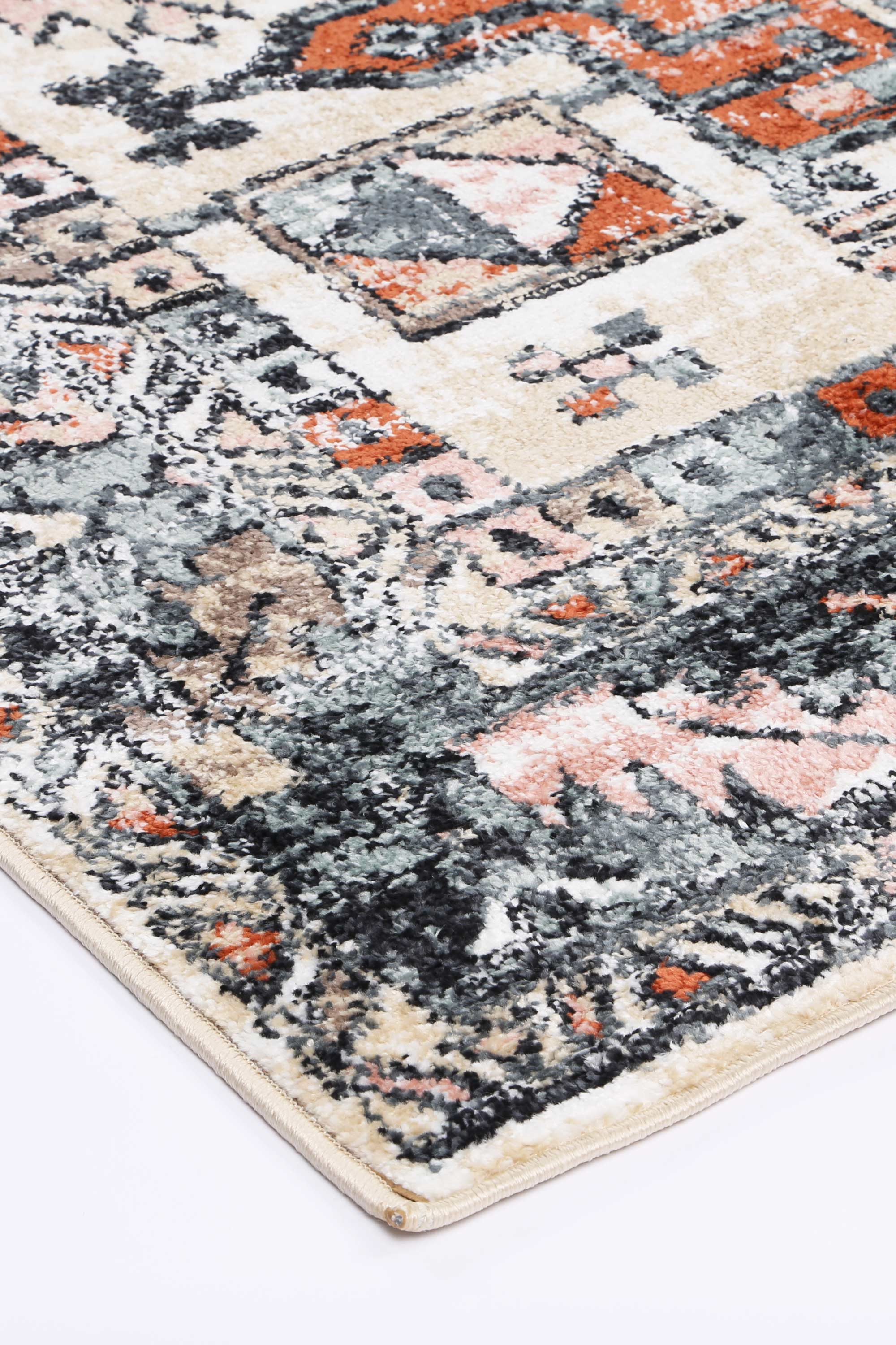 Traditional Anatolia Beige and Black High - Grade Polypropylene Rug for High Traffic Areas