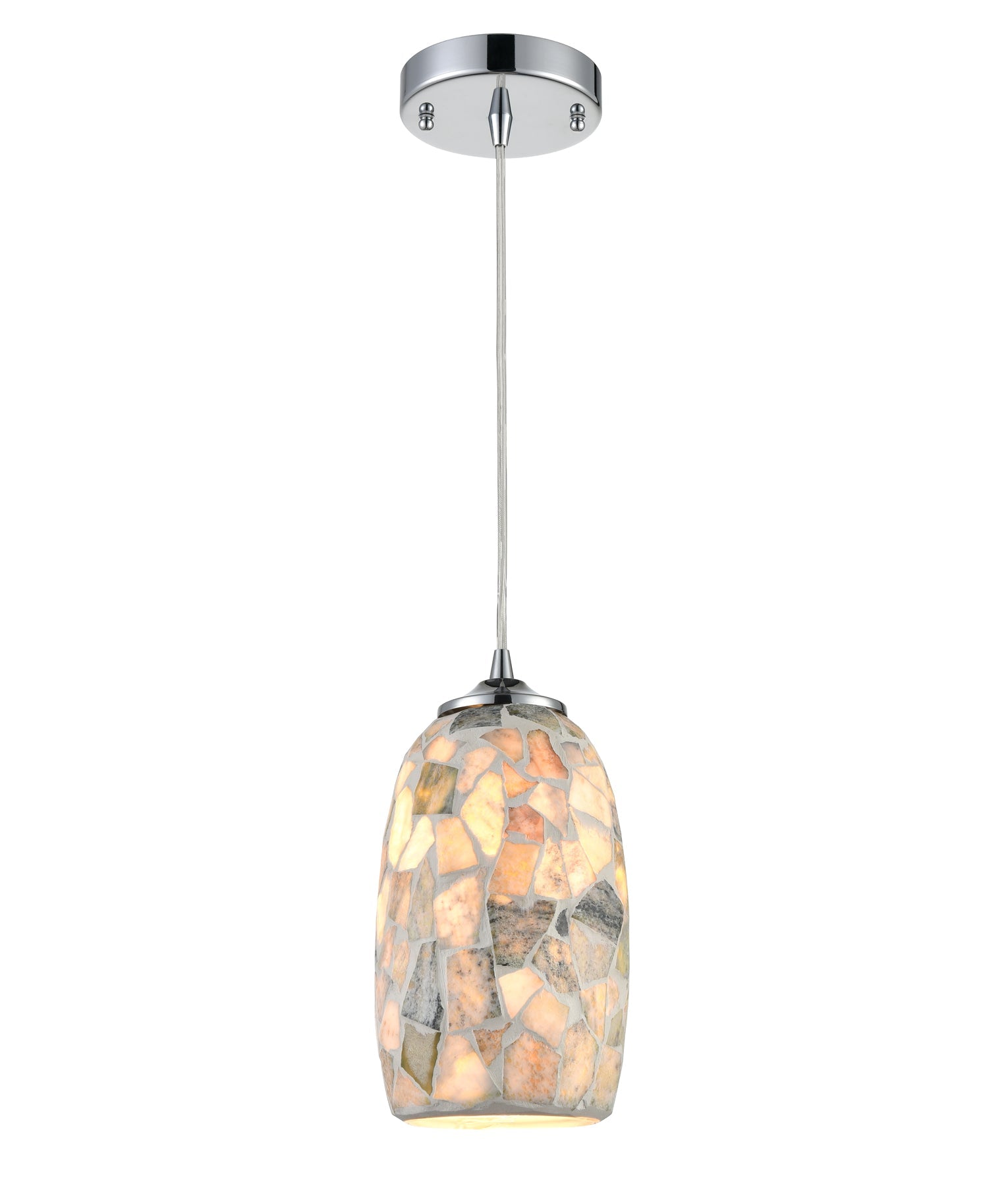 Hand Blown Glass and Stone Mosaic Interior Pendant Lights with GLAZE