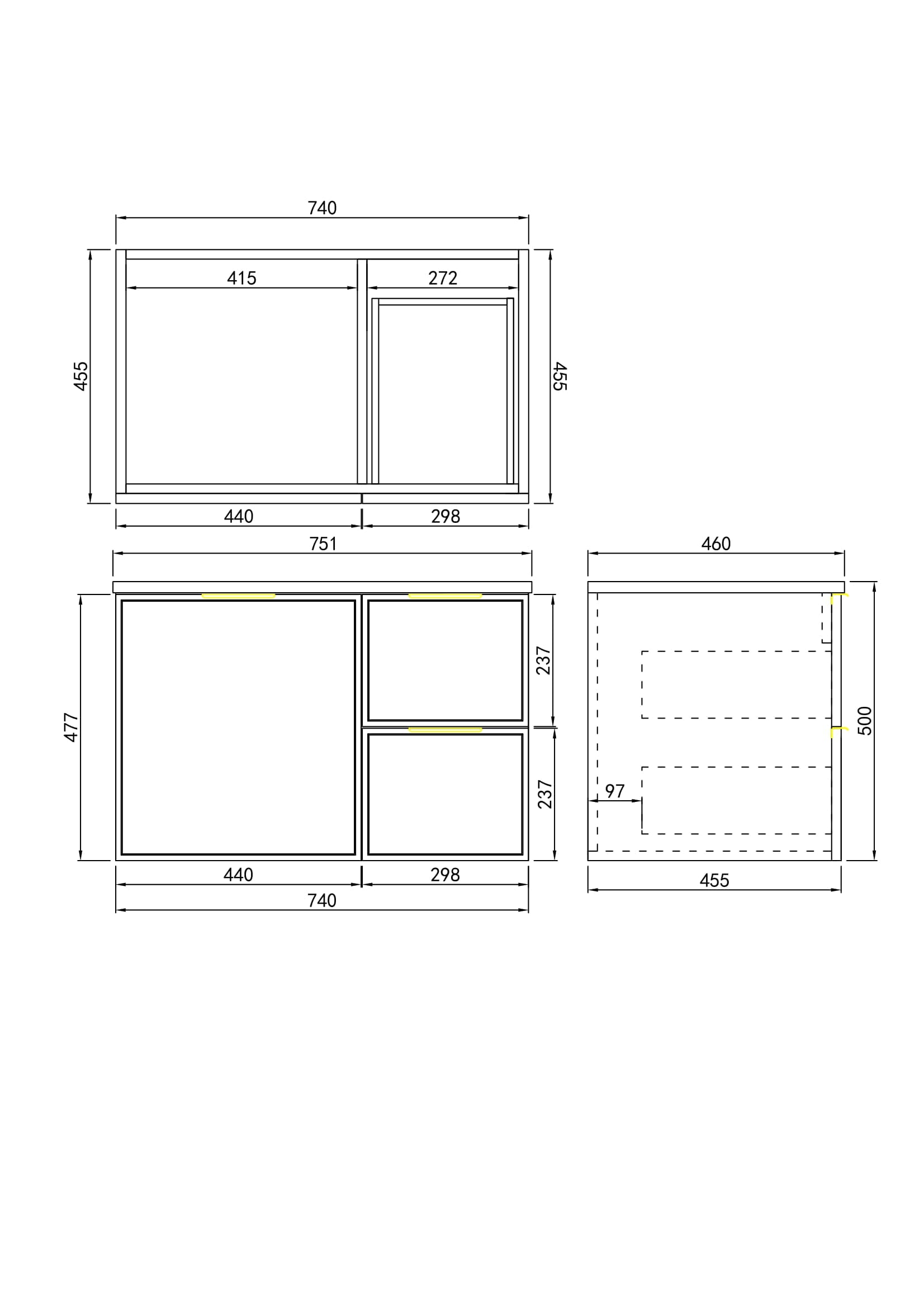 750mm Olive Green Miami Wall - Hung PVC Bathroom Cabinet