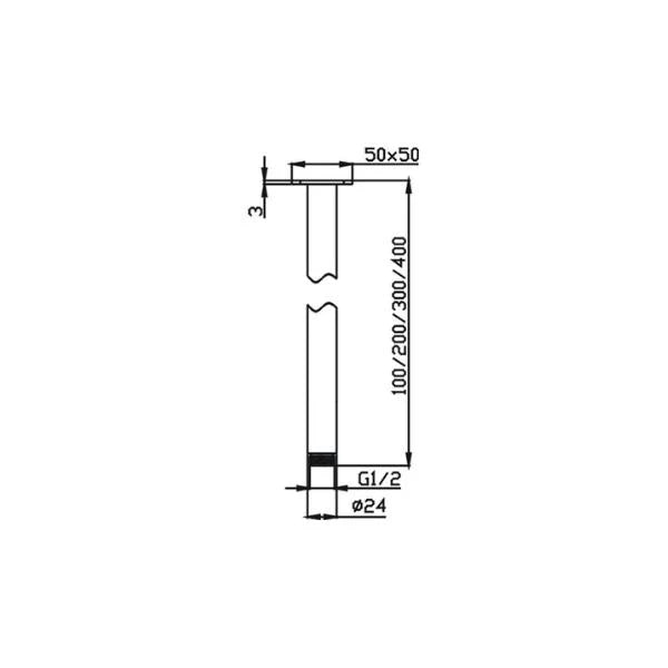 Hot Sale! Black Limpid Ceiling Shower Arm in 100mm, 200mm, 300mm & 400mm Sizes