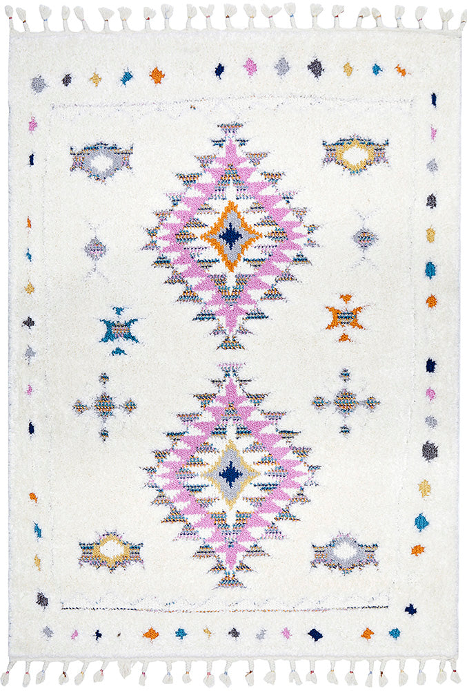 Stunning Amsterdam Layla Multi Rug with Nomadic Motif and Colorful Tassels