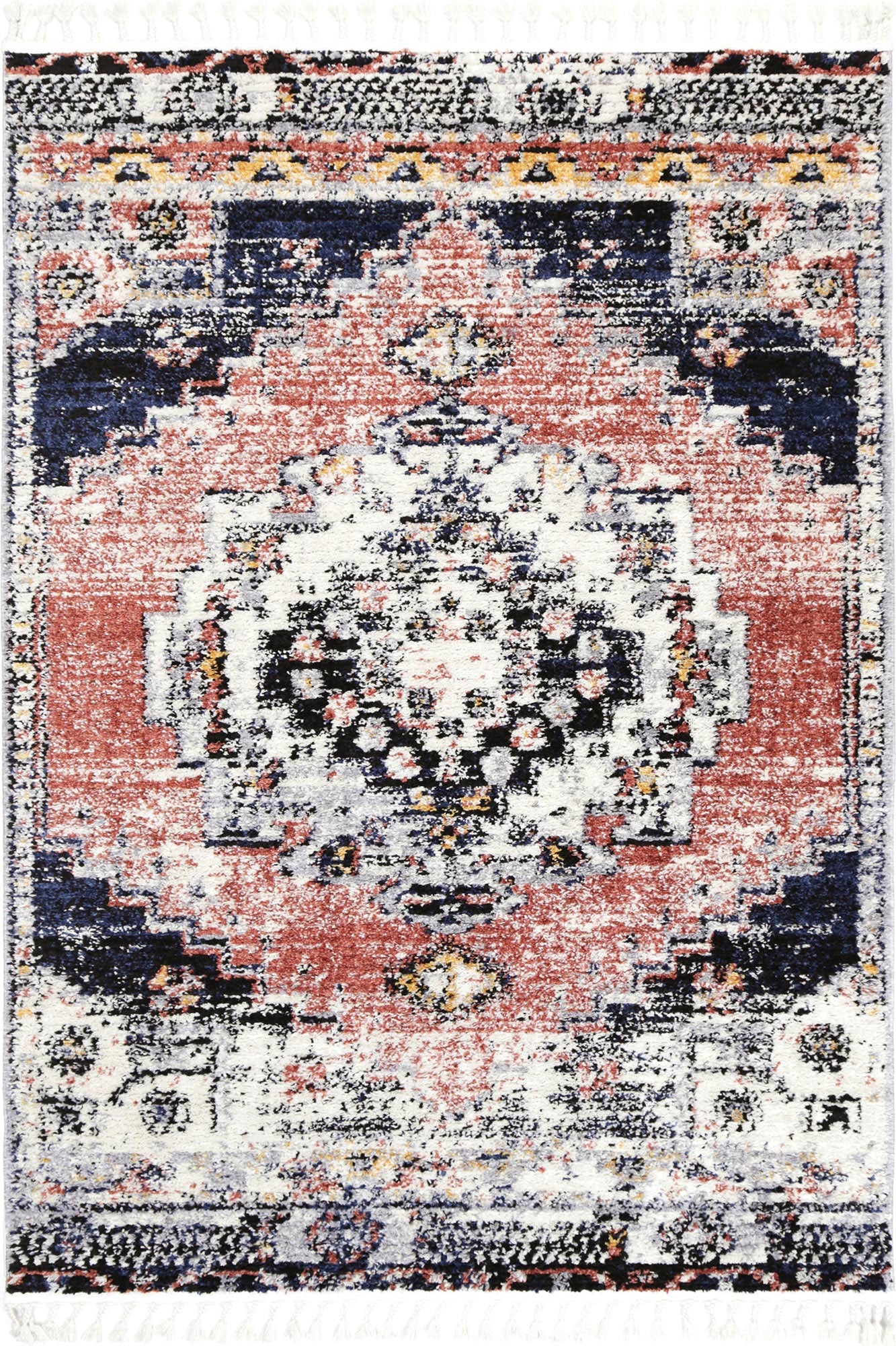 Myk Collection 100% Polypropylene Multi Oriental Indoor Rug with Geometric Pattern