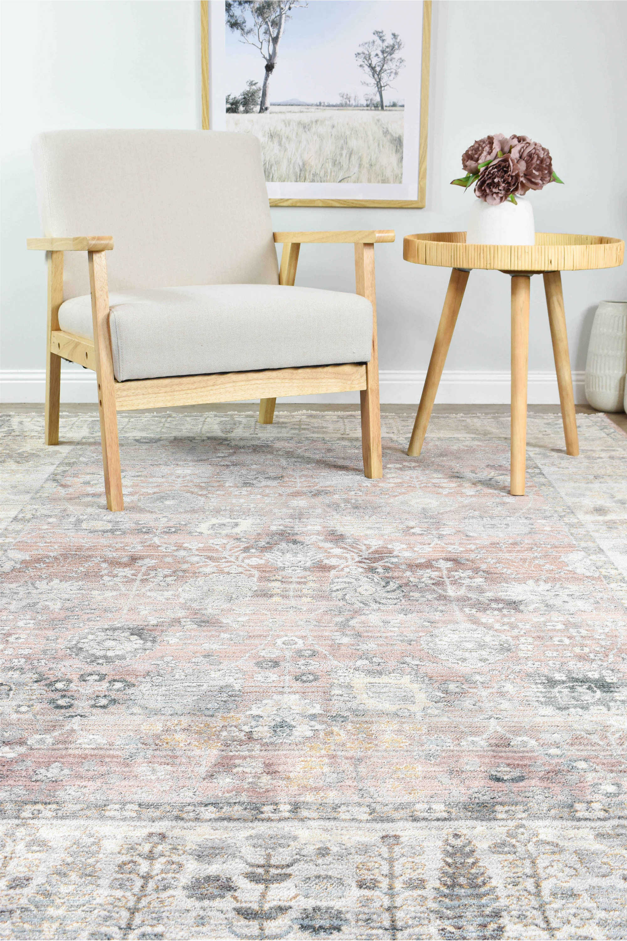 Novara 0B568A Soft Pink Rose Balm Luxury Rug from Turkey