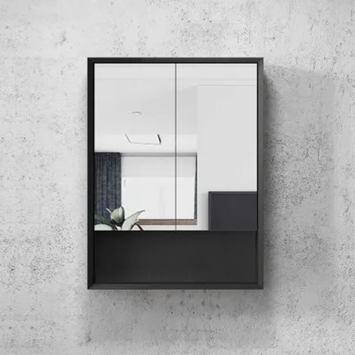 Hot Sale! MARLO 600mm Matte Black Wall - Mounted Mirror Shaving Cabinet for Modern Bathrooms