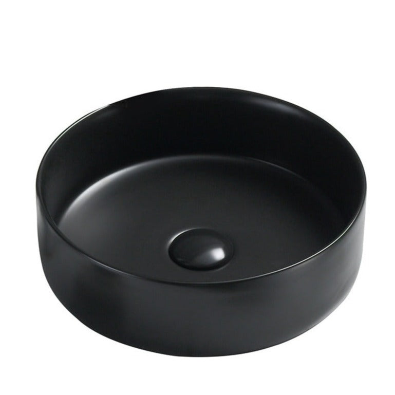 Hot Deal! Round POSEIDON Matte Black Ceramic Above-Counter Basin (394x394x115)