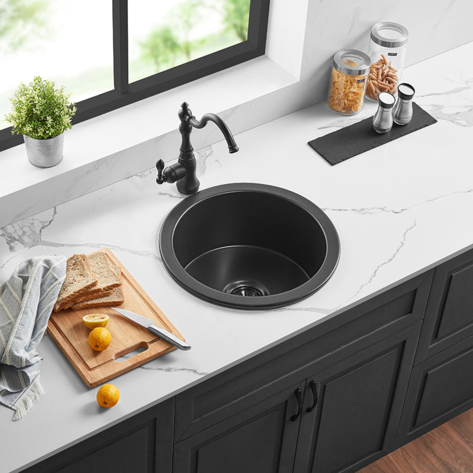 Matte Black POS Camden Fireclay Undermount Kitchen Sink, 470x228 Size
