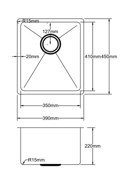 Upgraded Handmade 304 Stainless Steel POS Kitchen Sink - Various Sizes Available