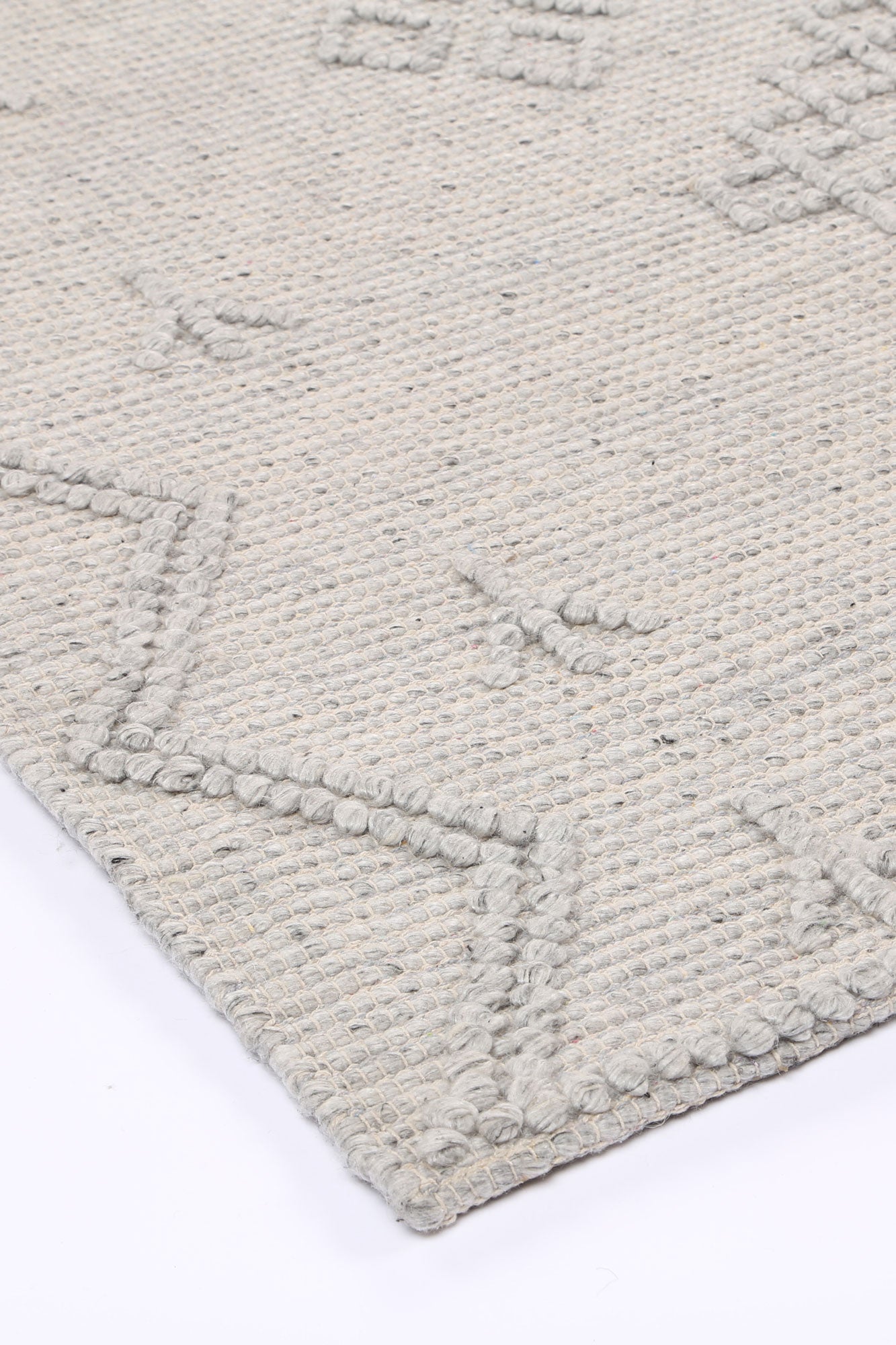 Grey Anjuna Aztec Wool Blend Rug without Tassels