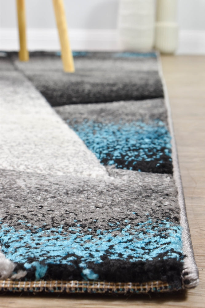 Hot Sale! Novus 54B Turquoise Grey Contemporary Machine - Woven Rug