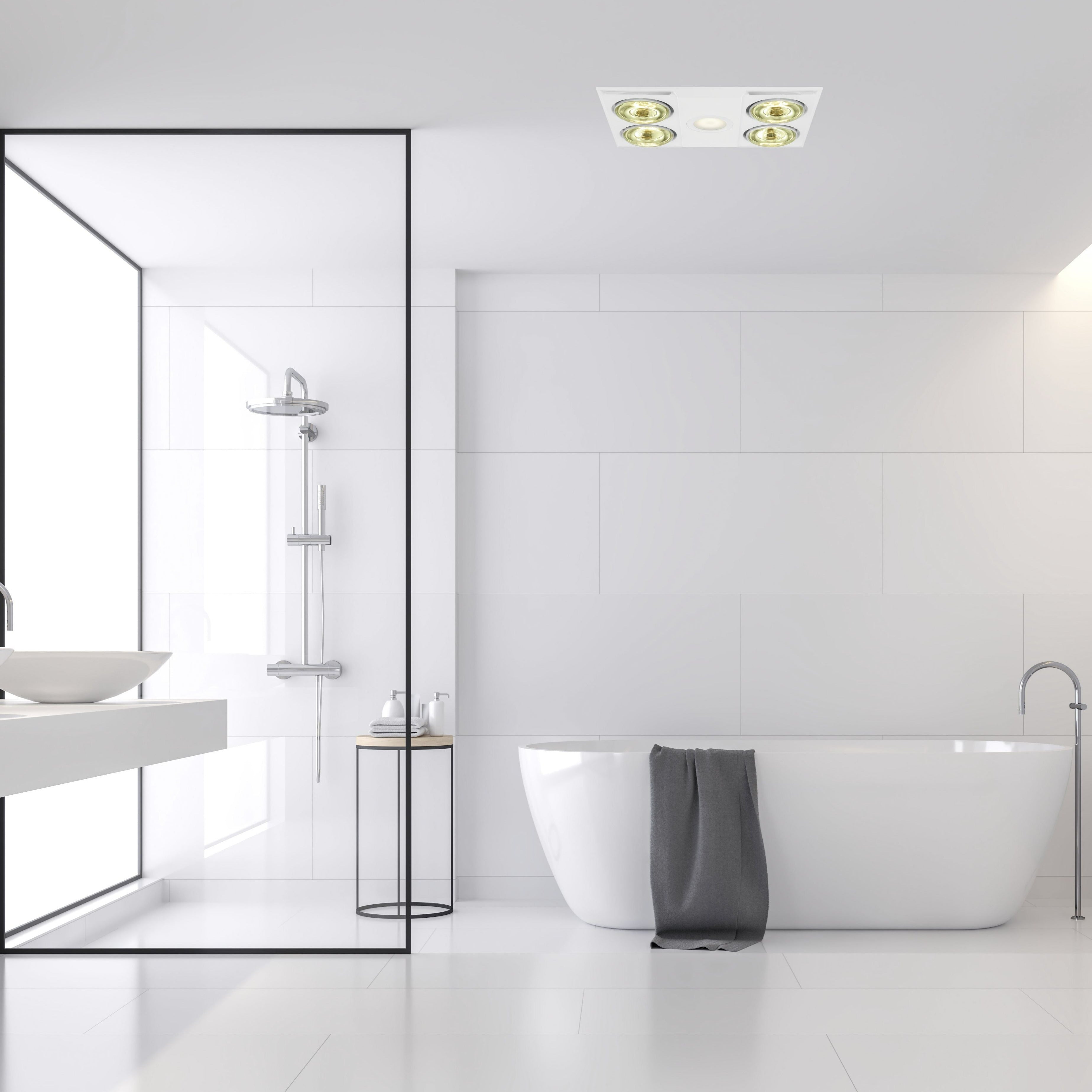 Hot Deal! HEATFLOW 4 Heat/Fan/Light White Bathroom Exhaust Fan for Year-Round Comfort