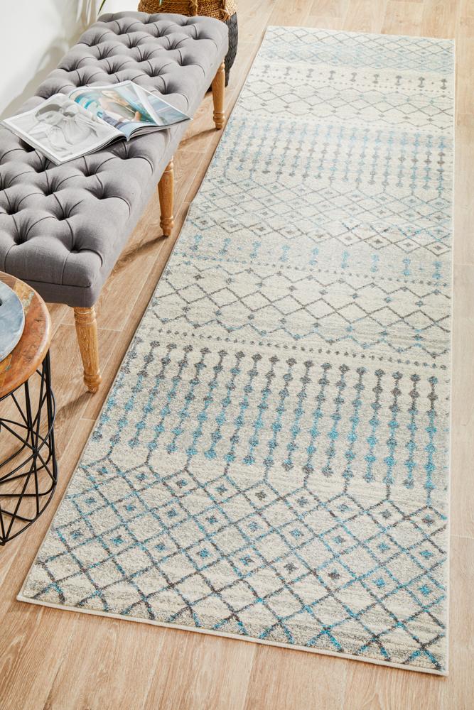 Hot Deal! Evoke Slate White Transitional Runner Rug