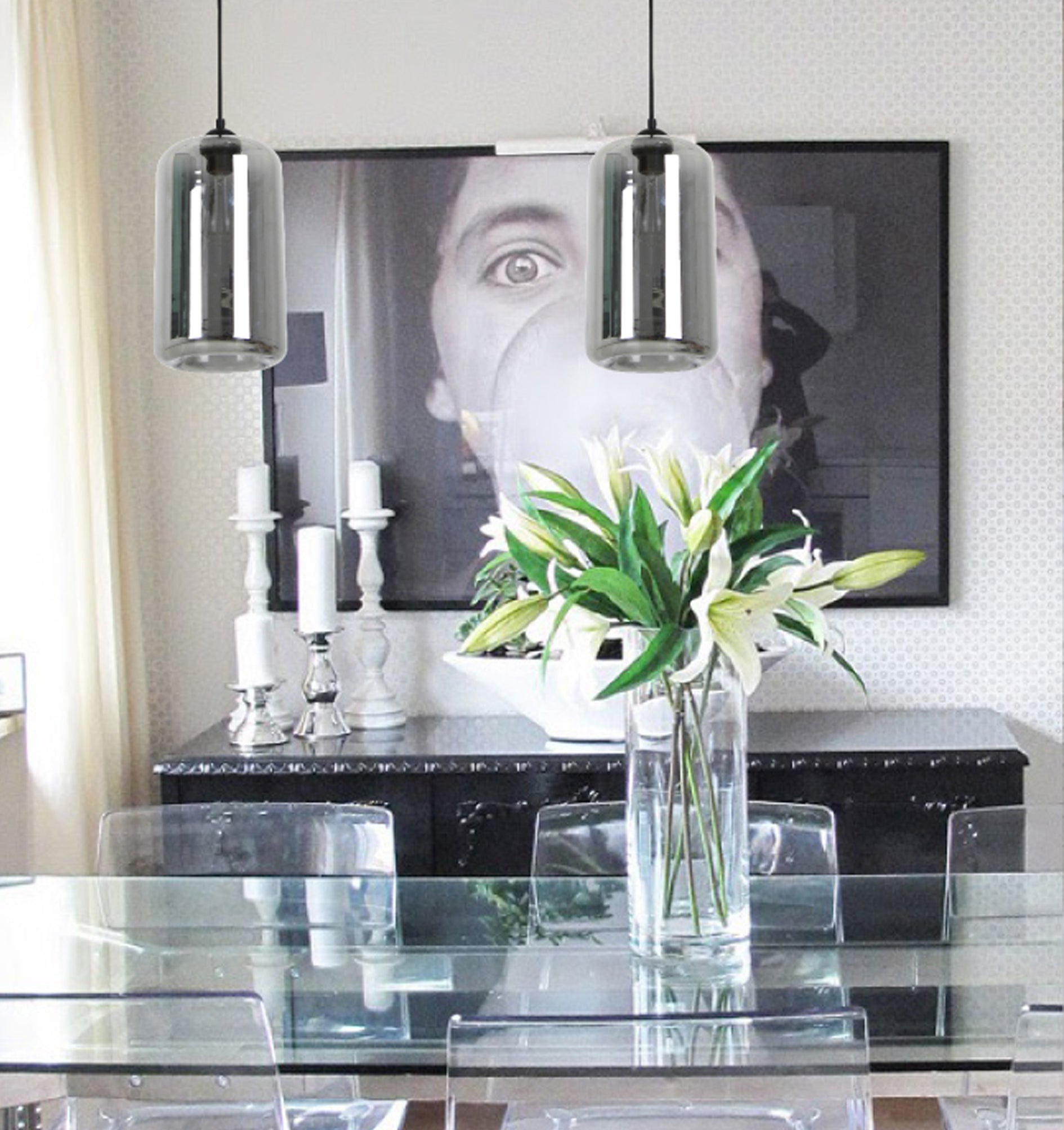 Modern Retro Oblong Iron and Glass Interior Single Pendant Light - MASON