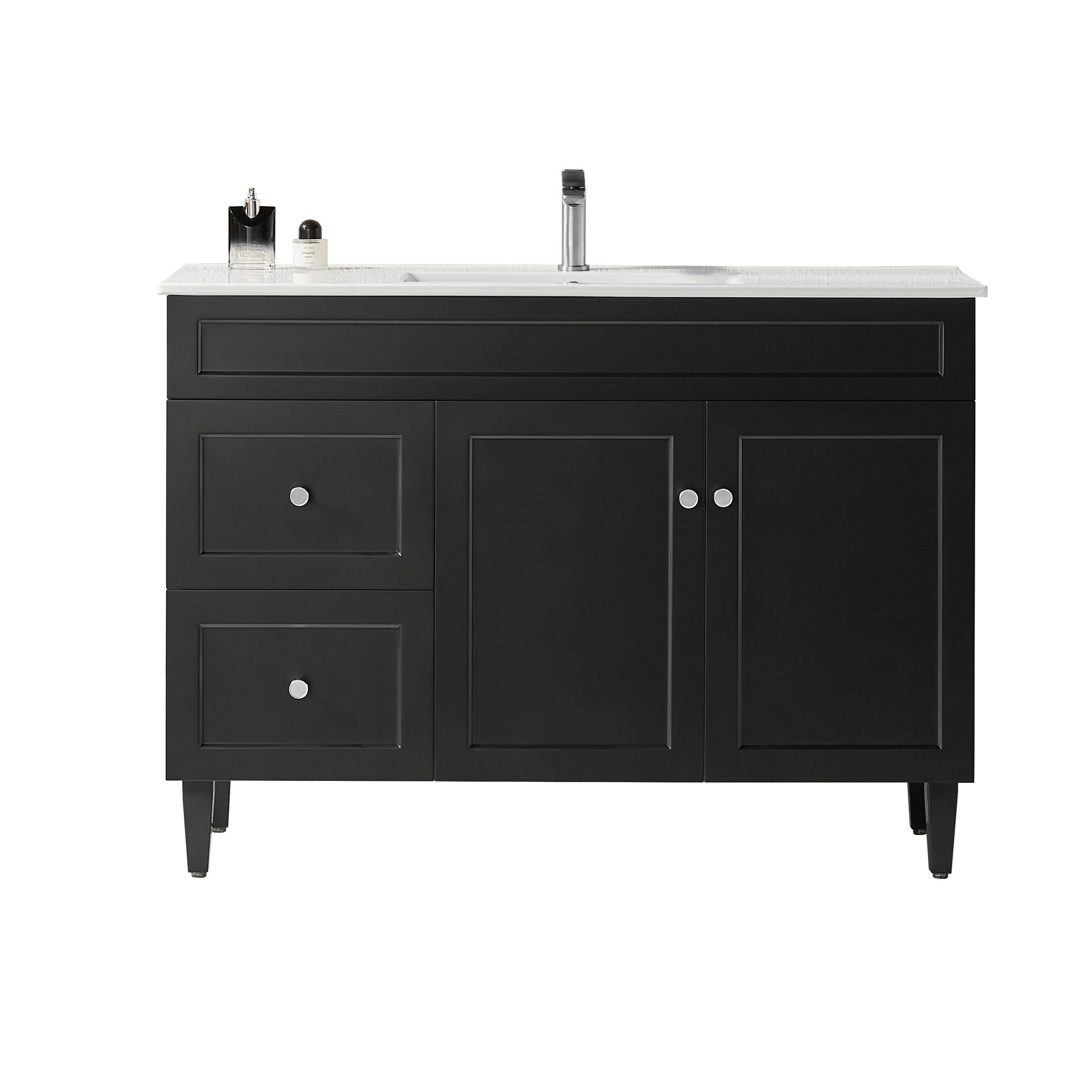 1200mm Harrington Freestanding PVC Bathroom Vanity in Matte Black (Single Bowl) - Timeless Elegance