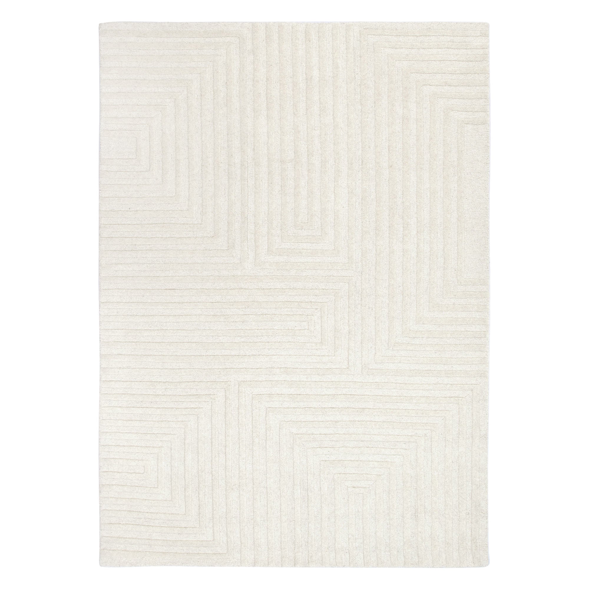 Hot Sale! Les Nomades Felix Hand - Tufted 100% Cream Wool Area Rug for Modern Decor