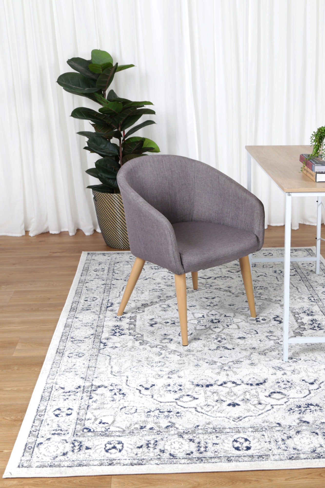 Trendy Navy Floral Area Rug from Ligures Collection - Ideal for Any Room