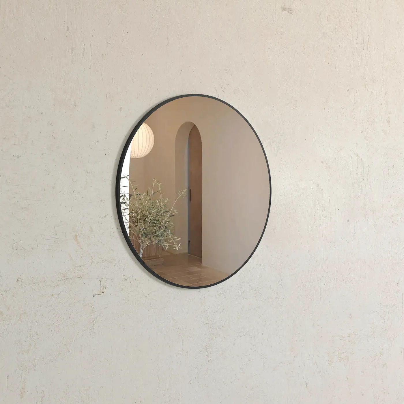 Hot! 700mm Matte Black London Round Mirror