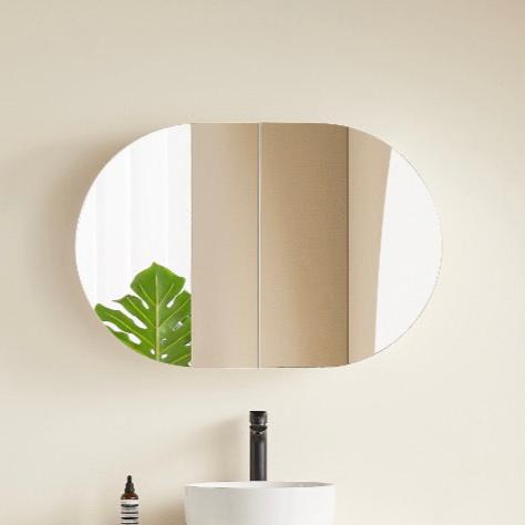 Olivia 900mm Shaving Cabinet - Matte Black/White with Optional USB LED