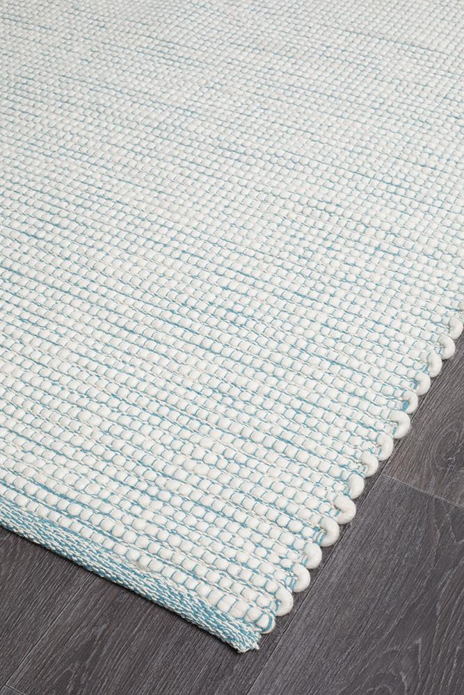 Exquisite Turquoise Hand-Woven Loft Wool Rug for Contemporary Spaces