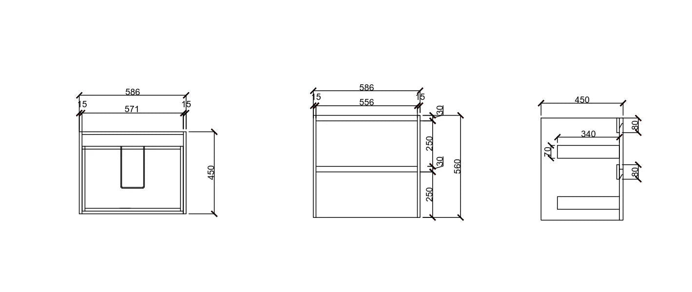 HERA Black Oak Wall-Hung MDF Vanity Cabinet - All Sizes Available