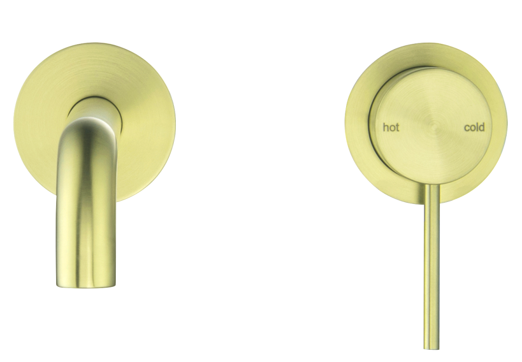 Hot Deal! 2P Brushed Gold Curved Mica Wall - Spout Combo