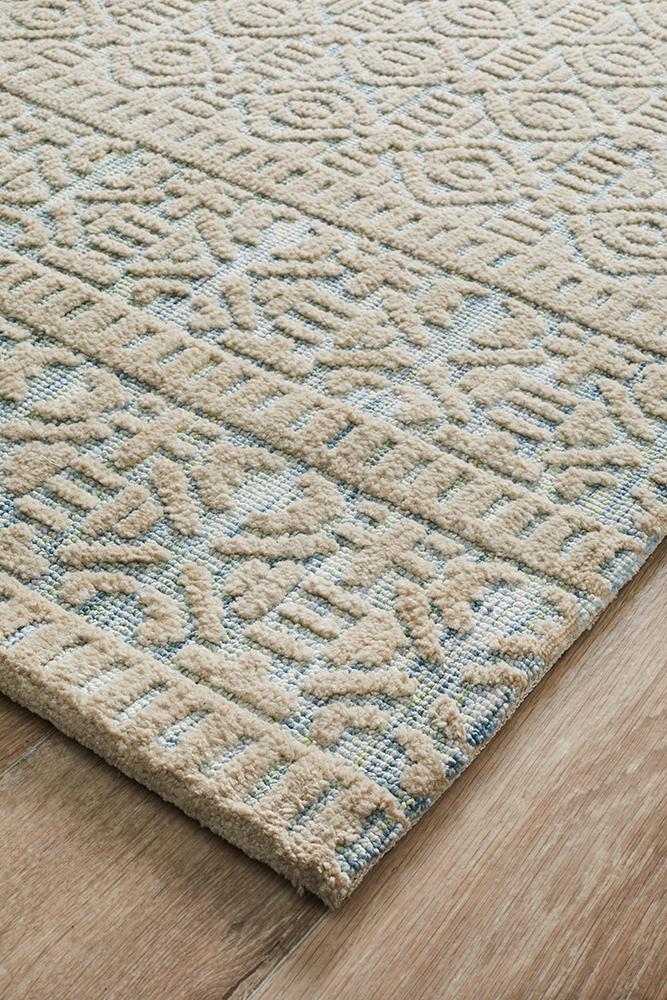 Levi Lucy High - Pile Blue Green Microfibre Polyester Rug
