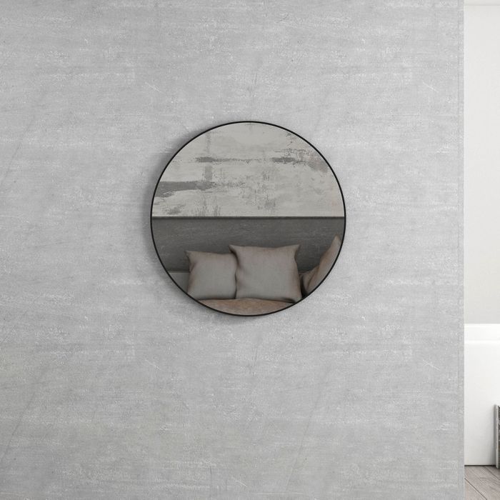Hot! 700mm Matte Black London Round Mirror