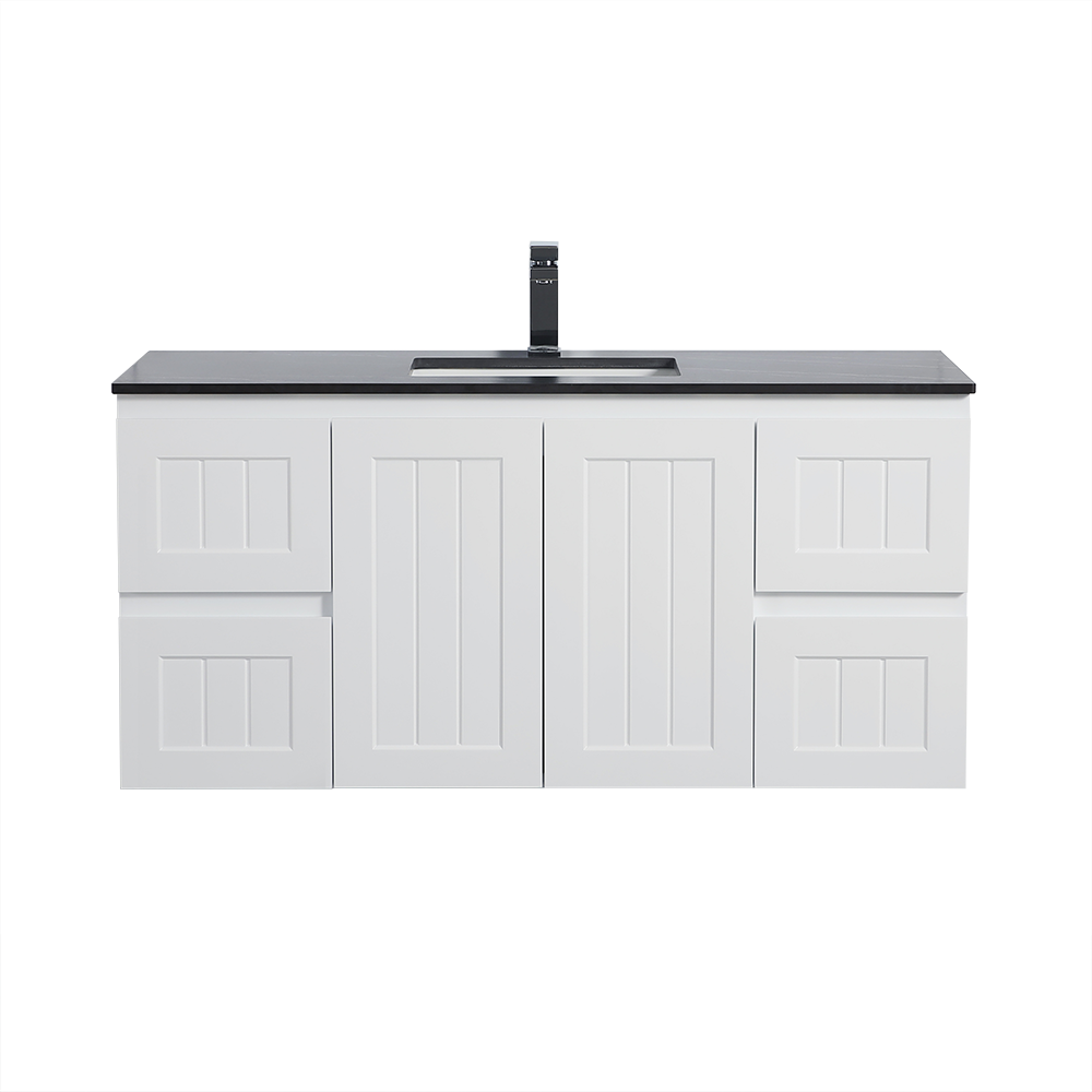 Hot Deal! ACACIA Shaker Matte White PVC Single Bowl Wall Hung Vanity 1200