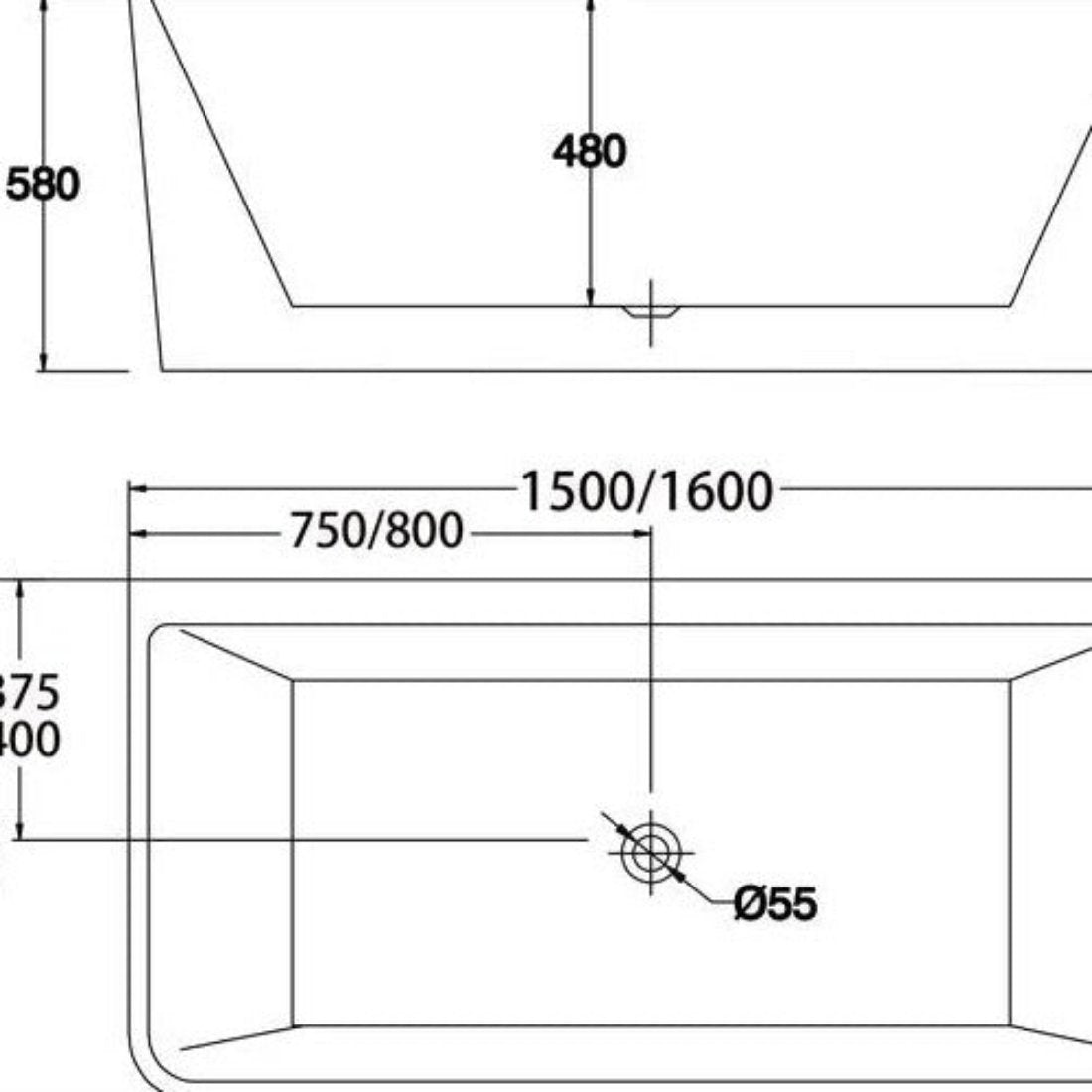 Hot Sale! MANDY Glossy White Back-to-Wall Rectangular Freestanding Bathtub for Comfort