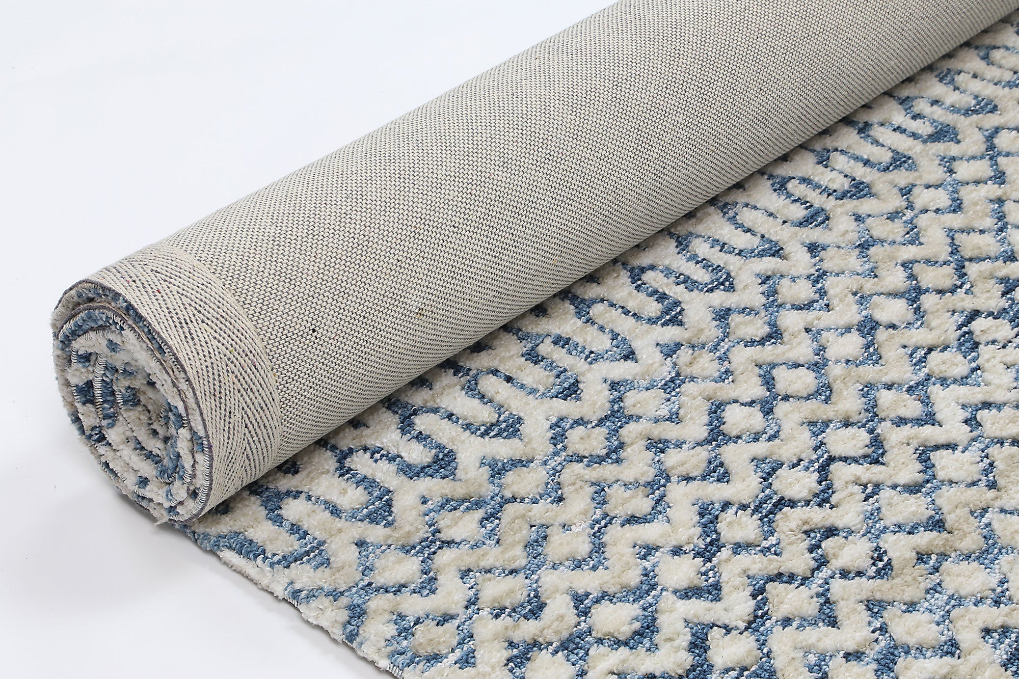 Navy Tribal Style Ambarsar Camphils Plush Polyester Rug