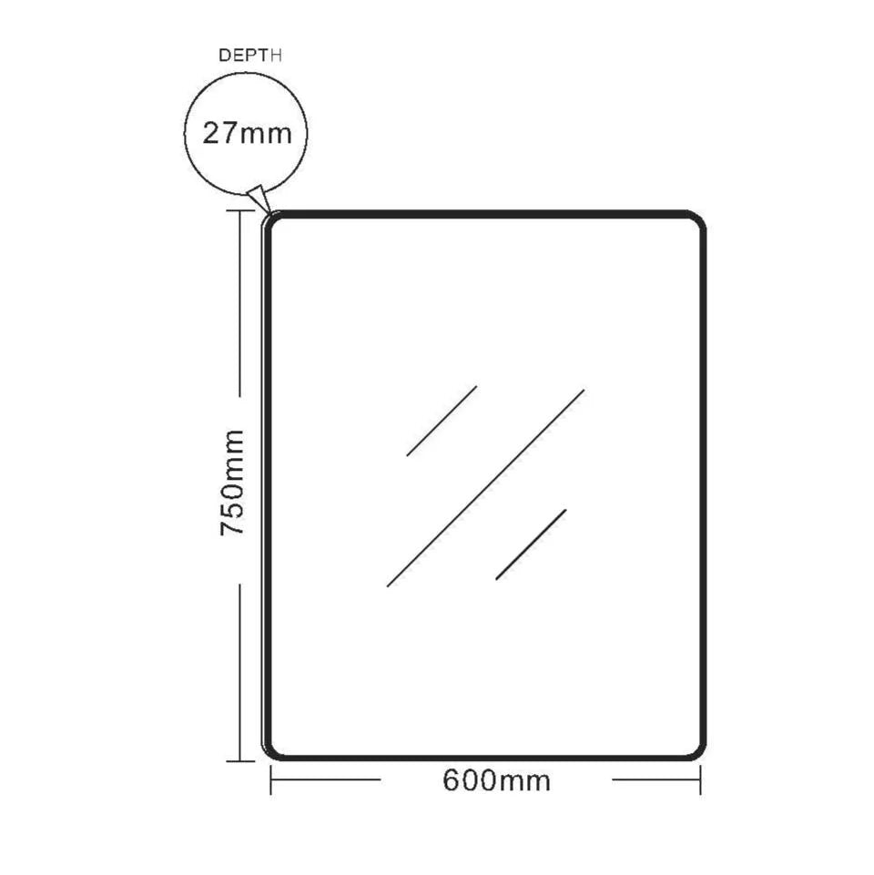 Sale! Contemporary 600x750mm Matte Black Aluminum Framed Rectangular Bathroom Mirror