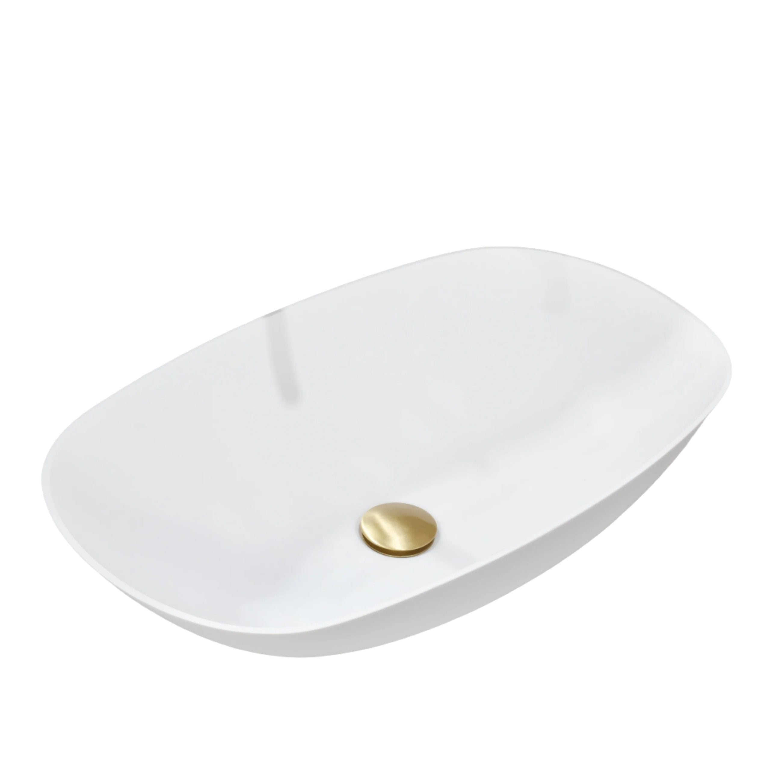 Hot Sale! Oval Poseidon Rolo White Artificial Stone Above - Counter Ceramic Basin (630x360x150mm)
