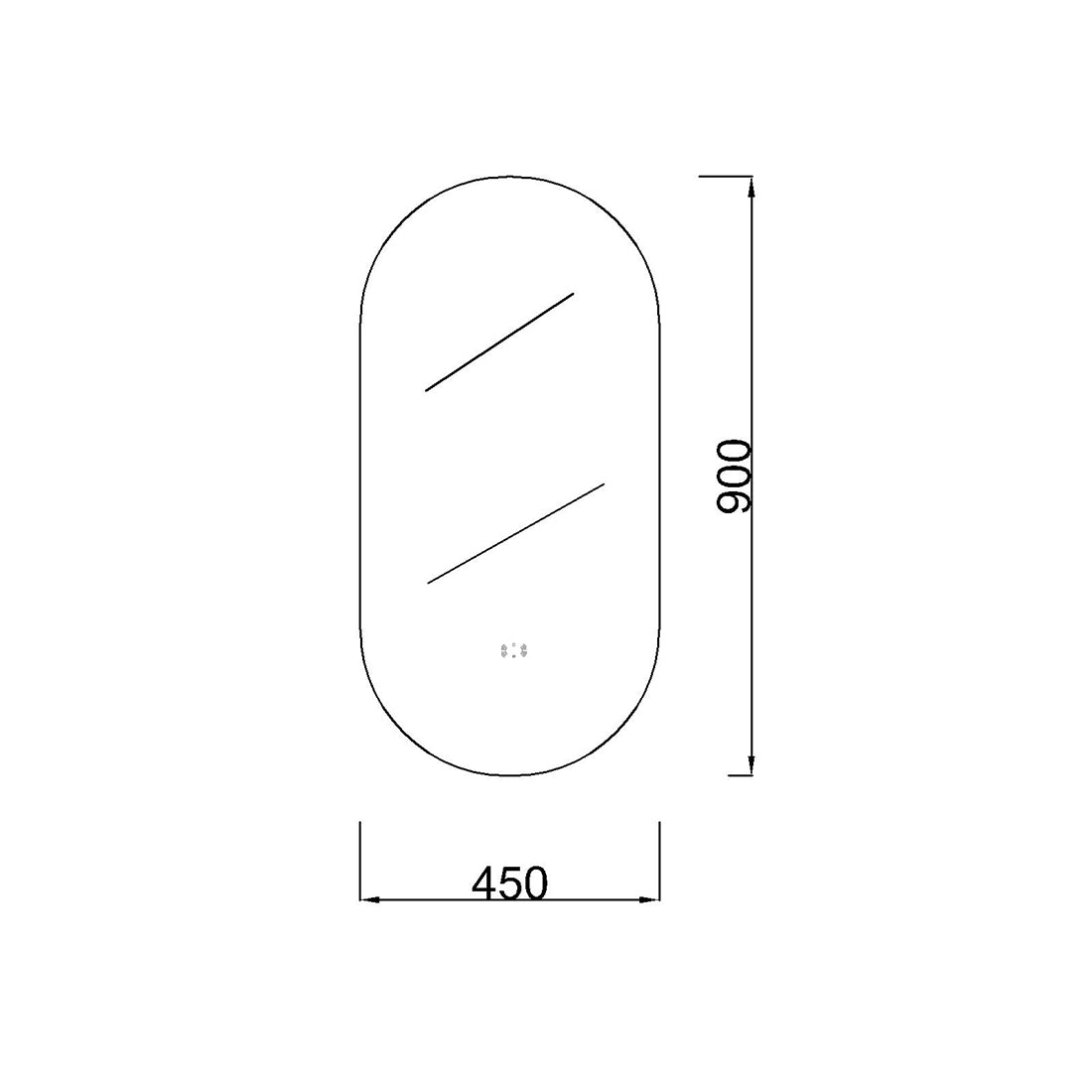 Hot Sale! Poseidon Oval LED Backlit Mirror, 450x900mm for Clear Reflection