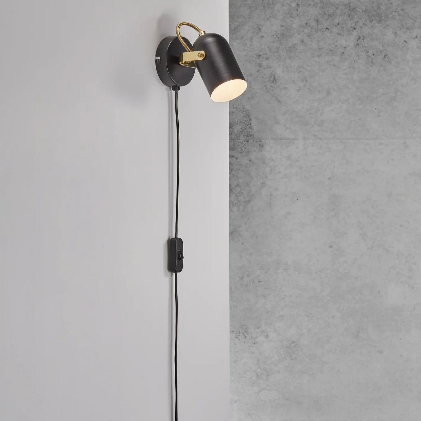 Nordlux Industrial Style Wall Light in Black and Polished Brass - Ideal for Hallways