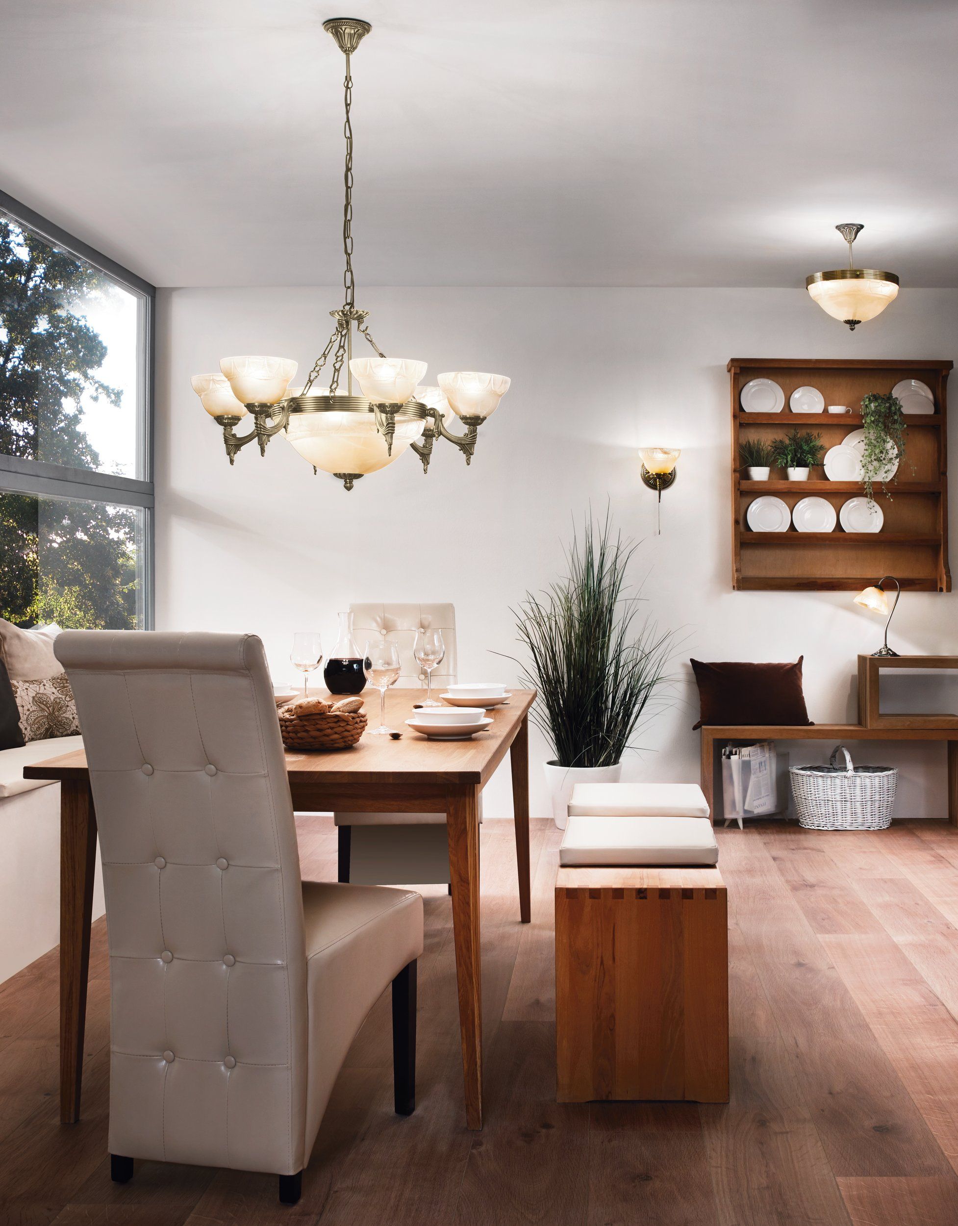 Bronzed Metal MARBELLA Pendant Light with Champagne Alabaster Glass