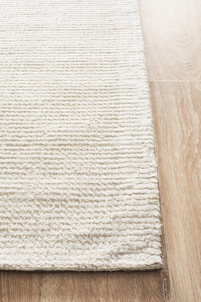 Luxurious Ivory Cotton - Rayon Blend Hand - Loomed Rug with Modern Design