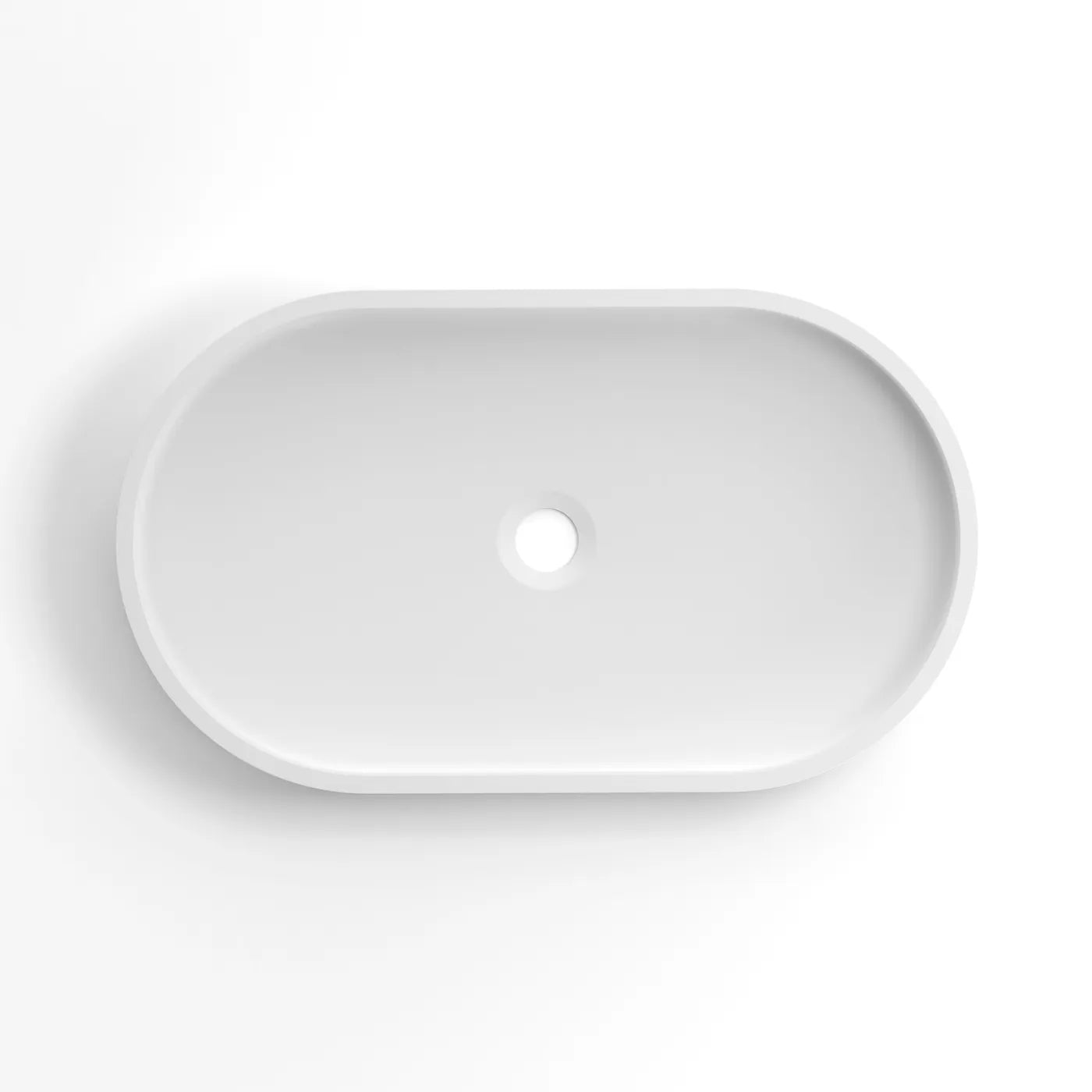 Oval 600x350x120 White Concrete HUDSON Basin