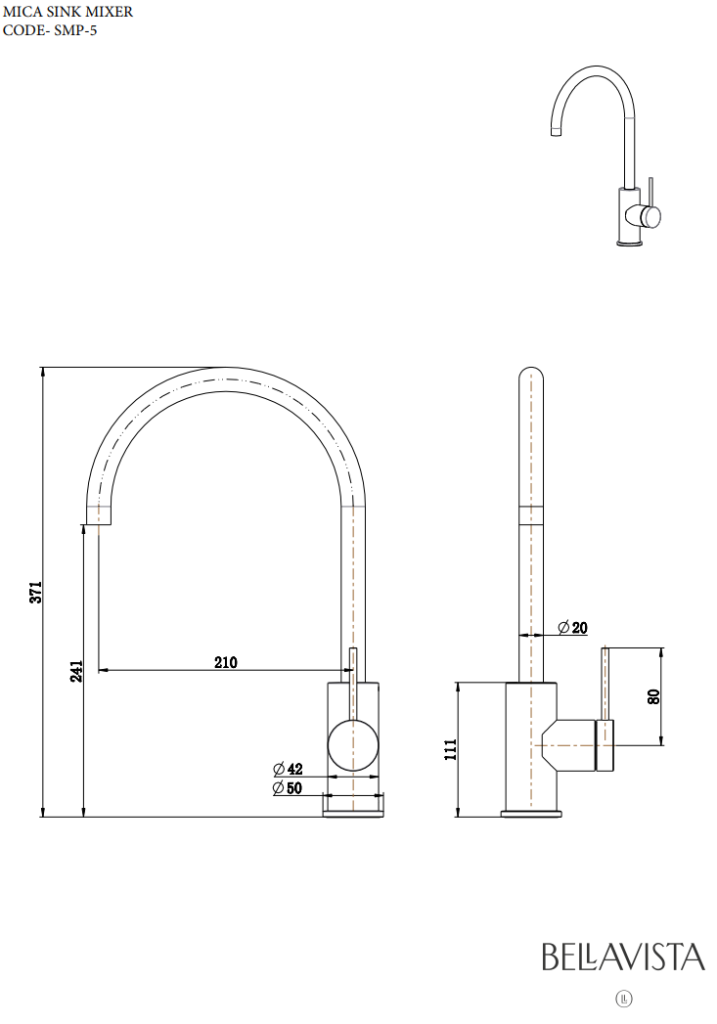 Brushed Nickel Mica Gooseneck Kitchen Sink Mixer with Modern Design