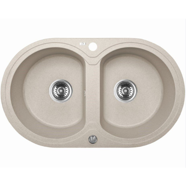Discount! European-Made Laveo Double Bowl Beige Granite Stone Kitchen Sink 470x780x204mm