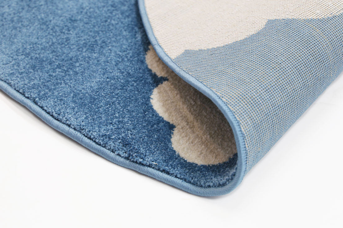 Hot Sale! Piccolo Kids Rug in Blue and White Cloud Design - Ideal for Boys, Girls, and Unisex Use