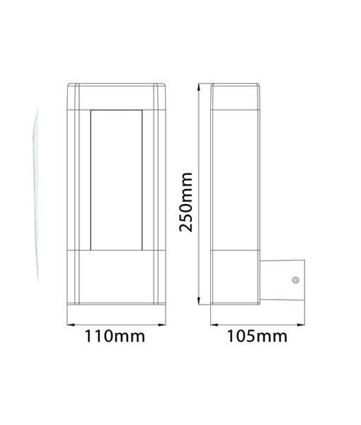 Hot Sale! AMUN Matt Black Rectangular Exterior LED Wall Light IP54