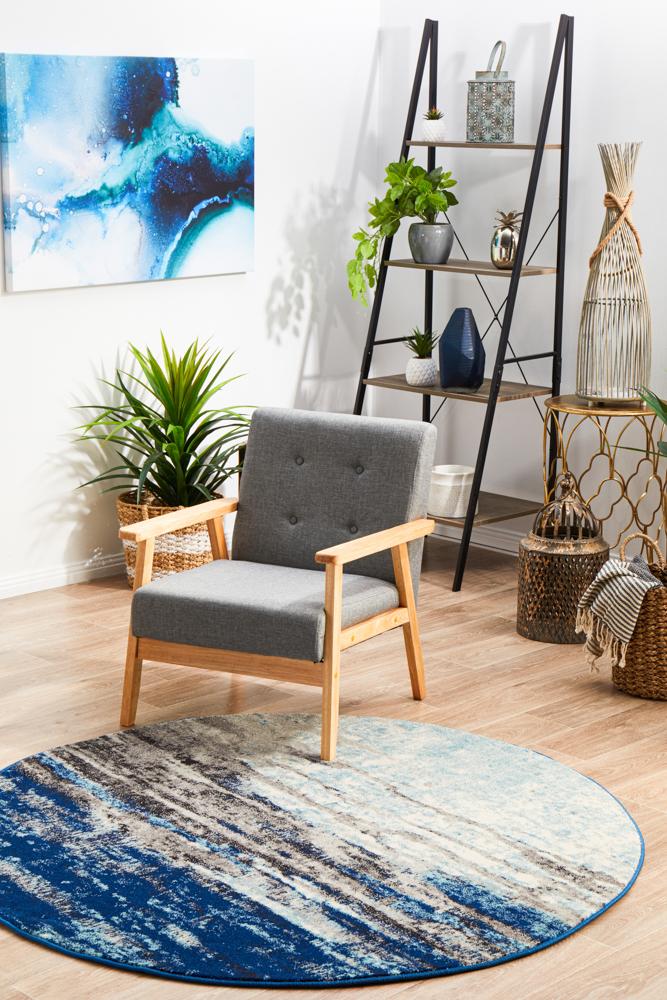 Hot! Evoke Transpose Blue Round Transitional Rug