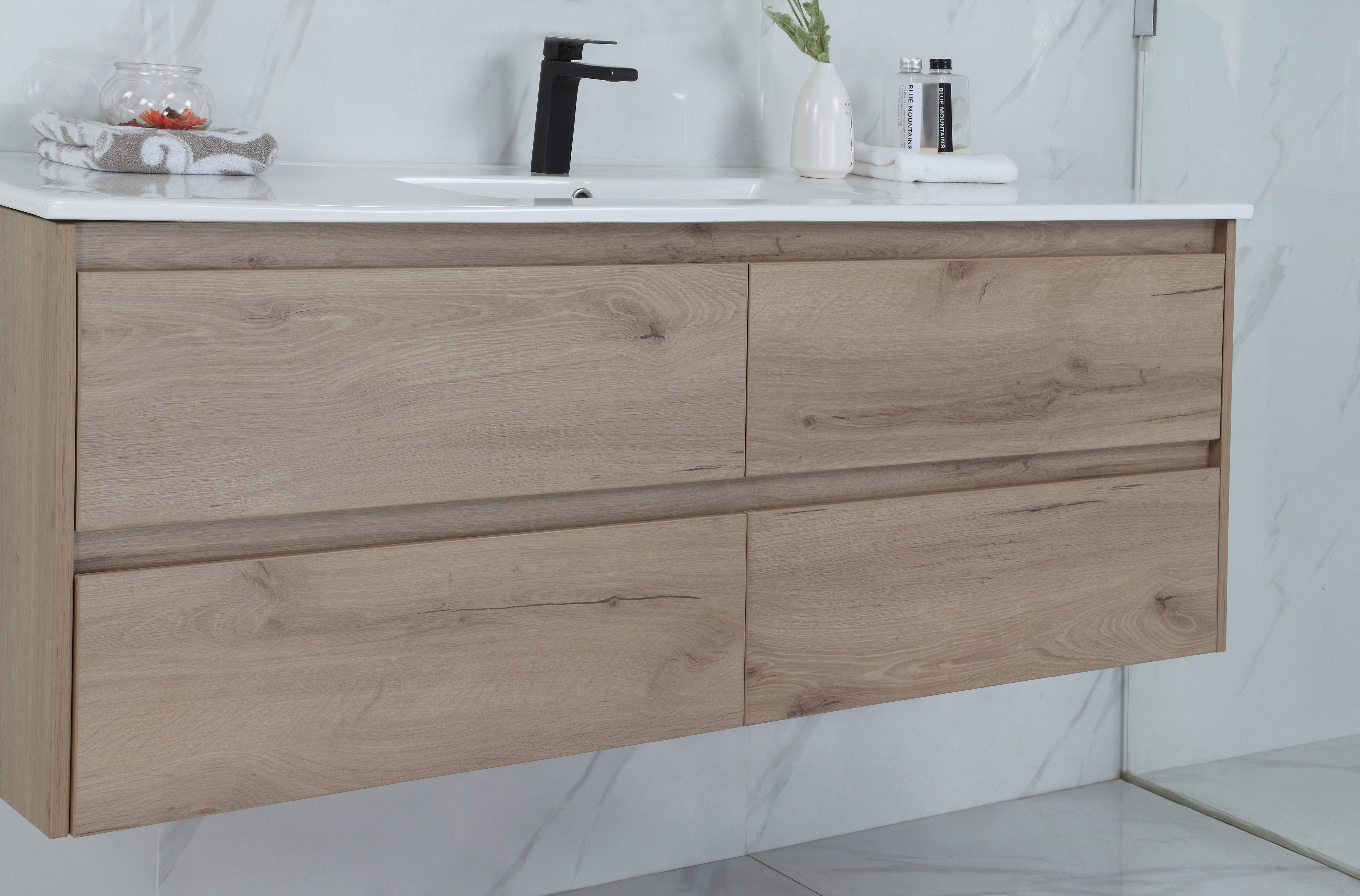 Exclusive MAX MDF Wall Hung Vanity in Natural Oak (All Sizes)