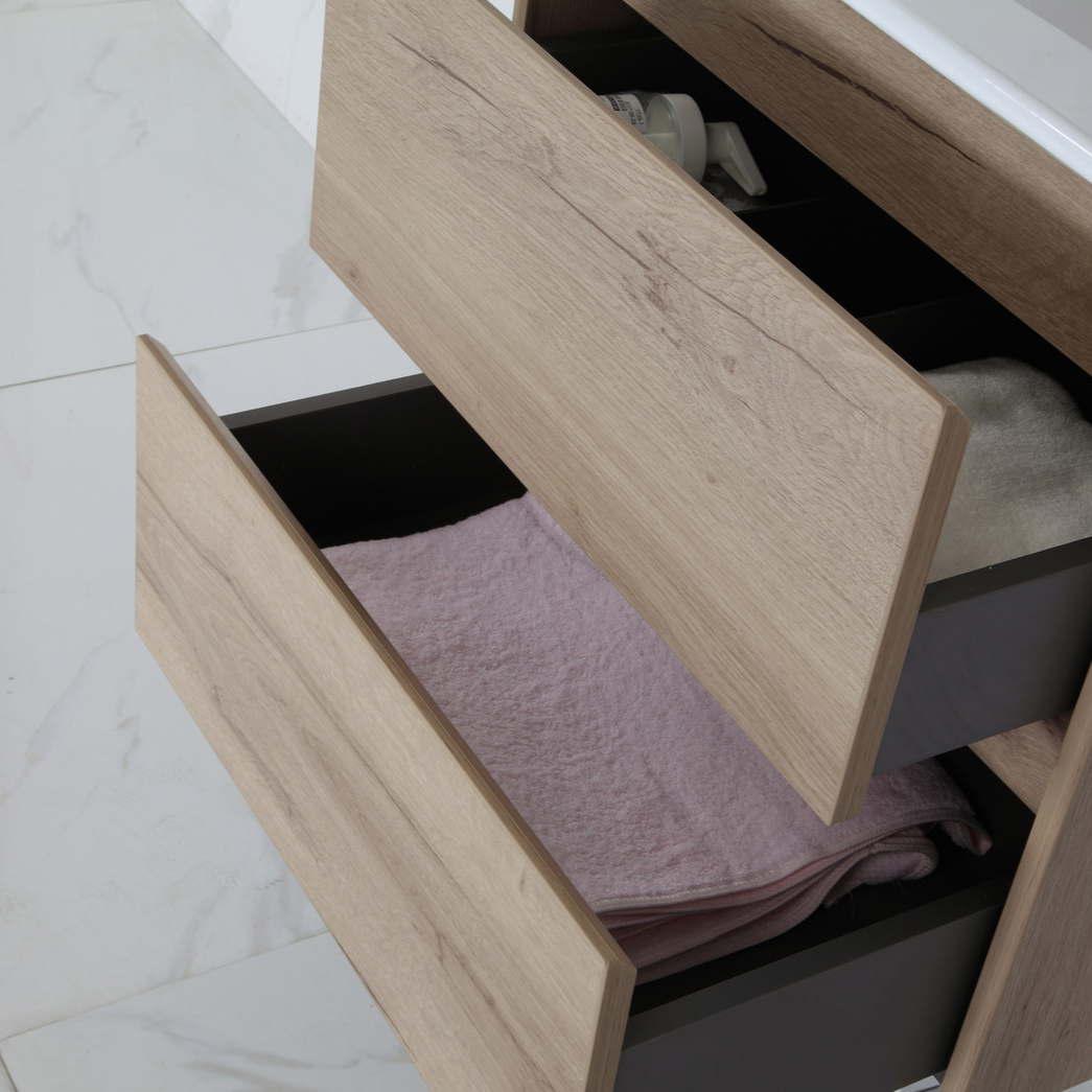 Exclusive MAX MDF Wall Hung Vanity in Natural Oak (All Sizes)