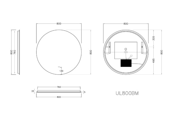 Hot Sale! Poseidon LED Backlit Round Mirror in 600/700/800/900 Sizes