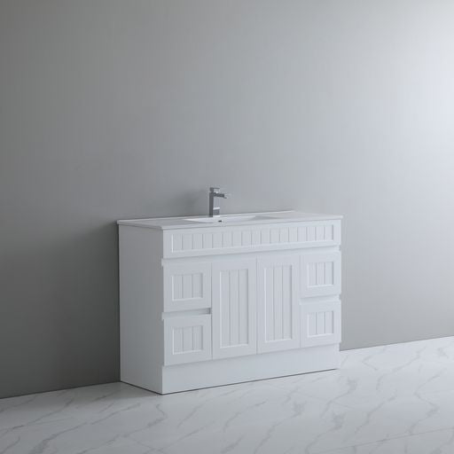 1500mm Acacia Shaker PVC Floor Vanity with Single/Double Bowl Option