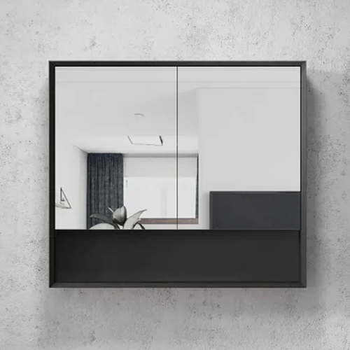 Exclusive MARLO 900mm Matte Black Mirror Shaving Cabinet