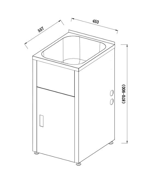 35L Matte Finish Stainless Steel Laundry Tub with Cabinet (455x555x925)