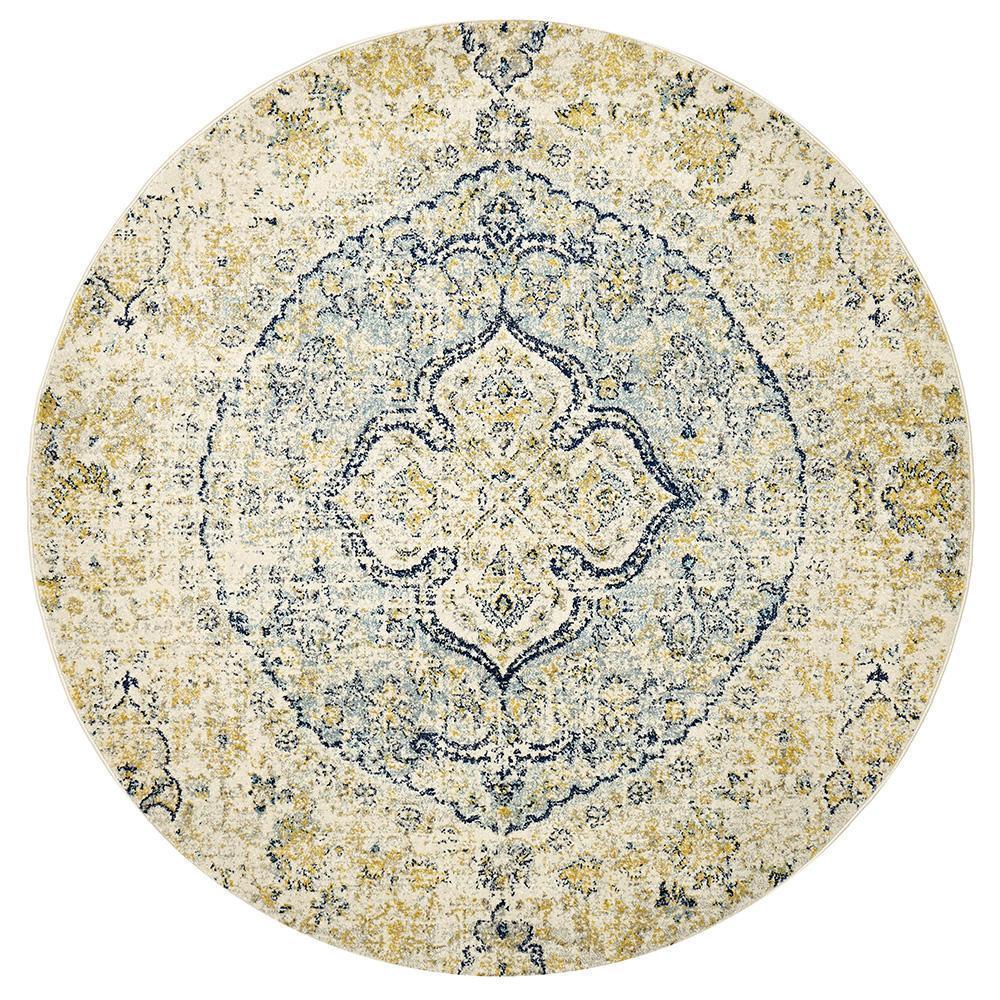 Tyler Museum Sky - Blue Power - Loomed Round Rug for Home Decor